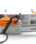 Battery Operated Chainsaw Keyring With Realistic Sound Effects, Orange Mini Tool Charm for keys and backpacks