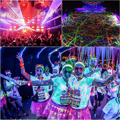 Two Pack 10W UV Black Light Flood Lamps With Plug Waterproof IP65 High Power Lit Neon Glow for Parties and Face Paint