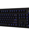 Premium Red Mechanical Gaming Keyboard Displaying Bold Per Key Full RGB Color Backlight And Responsive Keys That Definitely Goes Hard During Intense Matches And Lazy Weekend Play, featuring blue backlighting.