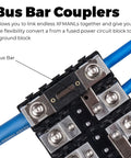 1/0 To 4 Gauge ANL Inline Fuse Block With Linkable Modular Design For Car And Marine Audio ANL Fuse Holder Built Beefy With Brass Construction And High Temp Housing For Ultimate Power Distribution, brass bus couplers