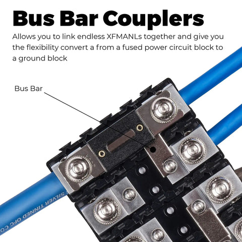 1/0 To 4 Gauge ANL Inline Fuse Block With Linkable Modular Design For Car And Marine Audio ANL Fuse Holder Built Beefy With Brass Construction And High Temp Housing For Ultimate Power Distribution, brass bus couplers