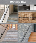 Badass Strength 10 Foot Stair Handrail And Heavy Duty Wall Mount Metal Pipe Railing For Indoor Outdoor Use Carrying Up To 450 Pounds Easily Secured For Rock Solid Grip Daily in various settings.