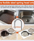 Twenty Five Foot Flexible Steel Drain Auger With Drill Adapter For Shower And Tub Unclogging Of Hair And Grease Built Like A Tank. Steel spring head shown for cleaning drains.