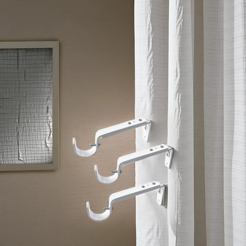 Heavy Duty Curtain Rod Holders Adjustable Brackets For Seven Eighths Inch Rods Set Of Three Black Finish With Secure Screws