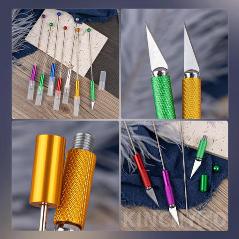 12 Pack Beadable Letter Openers Set, Metal Beaded Envelope Openers With Plastic Protective Covers, 6 Color Assortment shown
