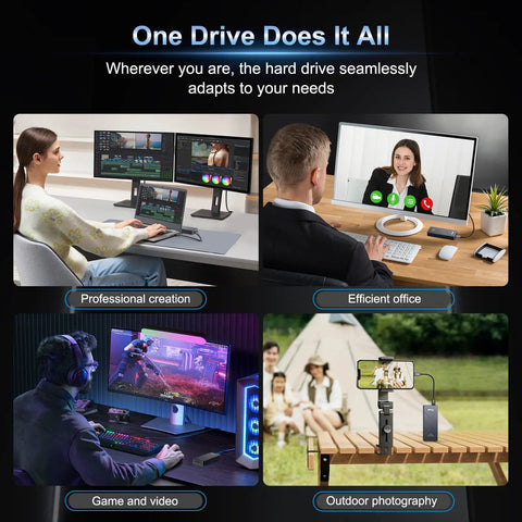 1TB USB4 Portable External SSD With Active Cooling Fan Delivers Up To 3,700 MB/s Read For Creators On The Go, Compatible With Mac Mini, MacBook, iPhone 15 And 16, iPad, iMac And Tablets, Plug And Play External Solid State Drive
