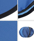 Close-up of blue fabric details and pouch of Twenty Four Pack Foldable Handheld Fans With Matching Bags Assorted Colors Tailgate Ready Cooling Vibe For Summer Festivals Rave Gifts And Backyard Lounging Sturdy Compact Frame.