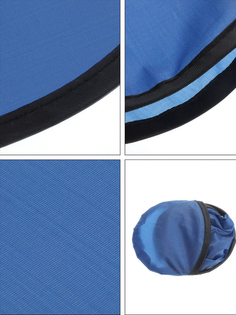 Close-up of blue fabric details and pouch of Twenty Four Pack Foldable Handheld Fans With Matching Bags Assorted Colors Tailgate Ready Cooling Vibe For Summer Festivals Rave Gifts And Backyard Lounging Sturdy Compact Frame.