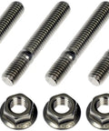 Heavy Duty M10-1.5x62mm Exhaust Flange Stud Kit With Nuts Set showing stainless steel studs and heat resistant nuts.
