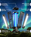2 Pack Solar Bug Zapper With 3 Solar Panels For Faster Charging, 4200V Mosquito Killer, Auto On Off LED Light, IP67 Waterproof