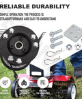 High Efficiency Dethatcher Attachment Kit For Lawn Cultivators shown with parts and simple operation guide