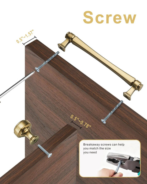 10 Pack 5 Inch Champagne Bronze Cabinet Pulls with M4 screws installation on wood