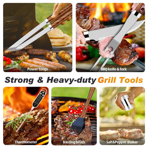 26-Piece Grilling Tools Set For Men And Dads, Fathers Day Gift Ready, Heavy Duty Stainless Steel BBQ Utensils Kit With Apron