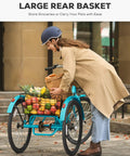Electric Tricycle For Adults 26 Inch Trike With 250W Peak 500W Motor 468Wh Removable Battery 31 Mile Range Three Modes 3 Wheel Electric Trike For Seniors Teal Color Easy Ride For Daily Commute, with large rear basket carrying groceries
