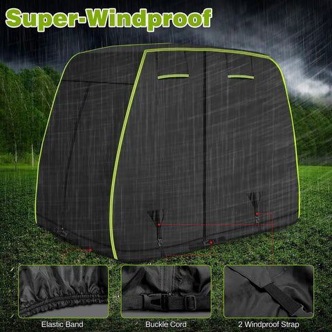 Universal 2 To 4 Passenger Golf Cart Cover With Reflective Strips All Weather Protection Waterproof in rain.