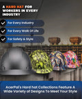 Full Brim Hard Hat For Construction Crew, Lightweight HDPE With Padded Interior, Grey Carbon Fiber Gloss Finish, OSHA Approved