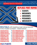 Durable Range Burner Grate WB31K10252 Replacement For GE Ranges with compatible model numbers list and part numbers.
