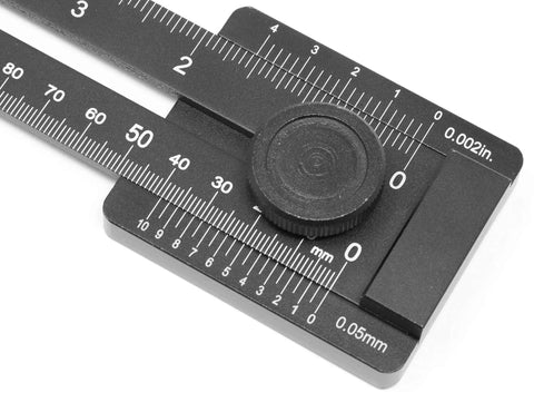 10 Inch Aluminum Offset Marking Gauge And Layout Tool With Laser Etched Scale For Caliper Level Precision Handy Dual Metric And Imperial Vernier Center Knob For Easy Sliding And Accurate Marking On Wood And Metal, close-up