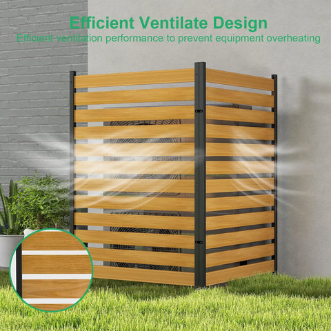 No Dig Wood Privacy Screen Fence Panel For Backyard 38 Inch Wide By 60 Inch High Air Conditioner Fence with airflow design