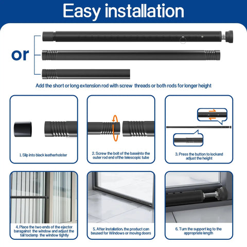 Adjustable Sliding Door And Window Security Bar 17 To 50 Inch Keeps Burglar Out And Kids In Check Easy Install For Patio Glass Doors And Vertical Windows Black 1 Piece