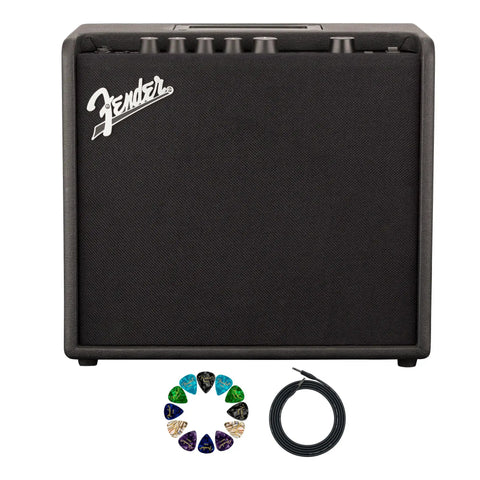 Mustang LT25 Guitar Combo Amp Bundle With Cable And Austin Bazaar Exclusive 12 Pack Picks Perfect For Practice And Small Gigs