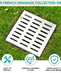 Catch Basin With Stainless Steel Grate And Debris Basket Large 18x18x15 Inch Drainage Basin For Yard Downspout Lawn And French Drain No Reserved Hole Required