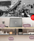 Under Desk Cable Management Tray For Cords And Wires organizing desk setup, showing tidy cables with hidden tray in home office setting.