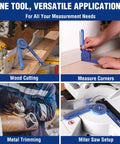 7.3 Inch Aluminum Miter Bevel Gauge Precision Angle Finder With Laser Etched Dual Scales For Crown Molding Carpentry Trim Work used for wood cutting and metal trimming.