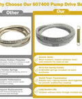 Pump Drive Belt Gray White 50.75 Inch With Two 604490 Tensioner Springs Replacement Kit For Raptor SD SDX Limited MDV Zero Turn Mowers Replaces 603907 607400 A 14939 265-6 gray belt and springs