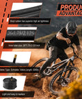 Two Pack 26x2.125 Mountain Bike Tires Folding Replacement Set With Schrader Valve Tubes Includes 4 Tire Levers And 2 Rim Strips for off-road rides, showcasing a mountain biker on a trail with tire and tube features.