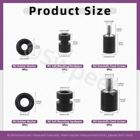 24Pcs M2 M3 Rubber Flight Controller Anti Vibration Kit With Fixed Screws Damper Balls Washers O Rings Spacers Standoffs