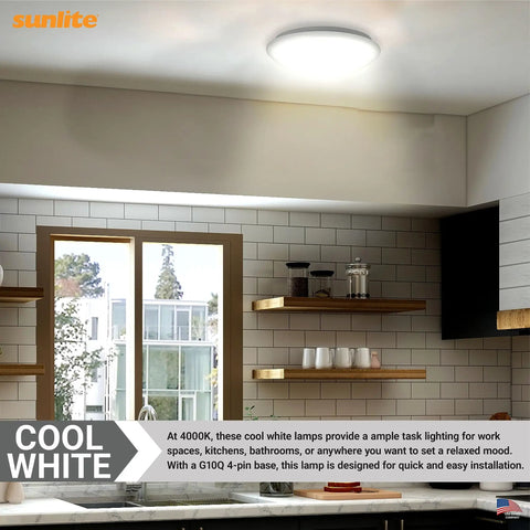 8 Inch T9 Round Fluorescent Circline Lamp 22W 1250 Lumens 4100K Cool White G10Q 4 Pin Base in modern kitchen ceiling