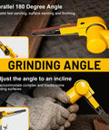 Deep Reach Air Belt Sander For Metal Working And Weld Removal, showing adjustable angle for contour sanding.