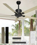 Dope 52 Inch Ceiling Fan With Lights Remote Control For Bedroom And Living Room Modern Matte Black Finish displayed on porch