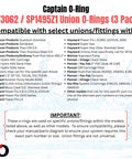 Replacement SP1495Z1 Union O Ring 273062 Three Pack For Pool And Spa Filter Fittings Compatible With Hayward Jacuzzi Waterway Pentair And More Ideal For Leaky Seals And Quick DIY Pool Maintenance.