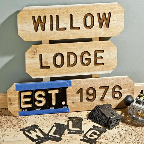 State Park Font Router Letter Template Set For Sign Making, 3 3/8 Inch Tall Interlocking Templates With 99 Pieces, cut wood signs