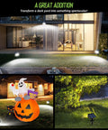 Super Bright 50 LED Solar Spotlight Outdoor Lights With 2in1 Design illuminating yard, IP67 waterproof, auto on/off feature at night