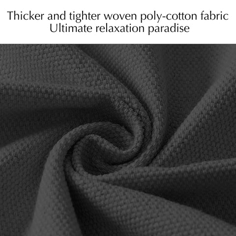 Close-up of night gray polycotton fabric texture for hammock chair hanging rope swing for indoor outdoor patio and bedroom.