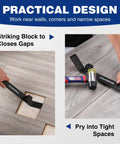 17 Inch Heavy Duty Pull And Pry Bar For Flooring Installation, Beefy Steel Construction With Soft Felt Backing To Protect Floors, Rust Resistant Leverage Tool For Quick Removal And Precise Planking used to close gaps and pry tight spaces