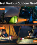 People using Solar Handheld Flashlight With Four Lighting Modes Rechargeable LED Work Light USB C Enabled for camping, hiking, reading, fishing.