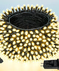 Lit 75.8 Ft 200 LED Christmas String Lights For Indoor And Outdoor Use With Timer And Memory Function coiled with plug