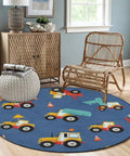 Non Slip Bedroom Circular Rug With Farm Tractor Pattern Round Area Rug For Living Room Or Bath Machine Washable 24 Inch Cozy Soft Polyester Easy Care Home Decor Mat in a stylish interior