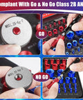 64 Piece Thread Checker Kit With 36 Standard And 28 Metric Sizes, Handy Boxed Set for nut and bolt sizing, close-up view.
