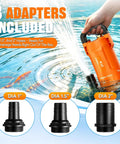 Plug And Play 1Hp Cordless Submersible Utility Pump Flows Like A Dream At 2113 Gph With 3 hose adapters included.