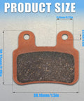 2 Pair Semi-Metallic Brake Pads For Ridstar Q20 Ebikes showing product size and dimensions