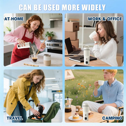 Travel Kettle 316 Stainless Steel Portable Water Boiler 450ml With 6 Temperature Settings used at home, office, travel, camping