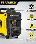 3500 Watt Portable Inverter Generator With Quiet Technology And CO Shield For Quiet RV Camping And Tailgating, features visible