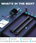 Low Profile Adjustable Microphone Boom Arm For Your Desk With Clamp Cable Management Screw Adapter And Studio Mount BM88 box contents