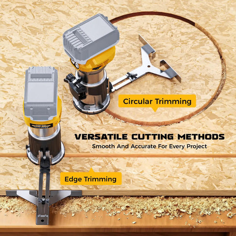 Cordless Wood Router Tool With 800W Brushless Motor Up To 30,000 RPM 6 Speed Settings Precise Depth Adjustment Edge And Roller Guides