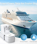 Universal Travel Adapter With 6 Foot Extension Cord, All In One Worldwide Power Adapter for Cruise Ship with USB Ports